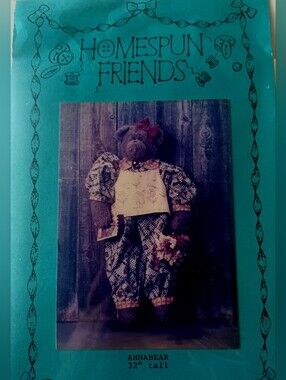 Homespun Friends, 32"  Tall, Annabear Plush Bear in Jumpsuit Outfit, Uncut